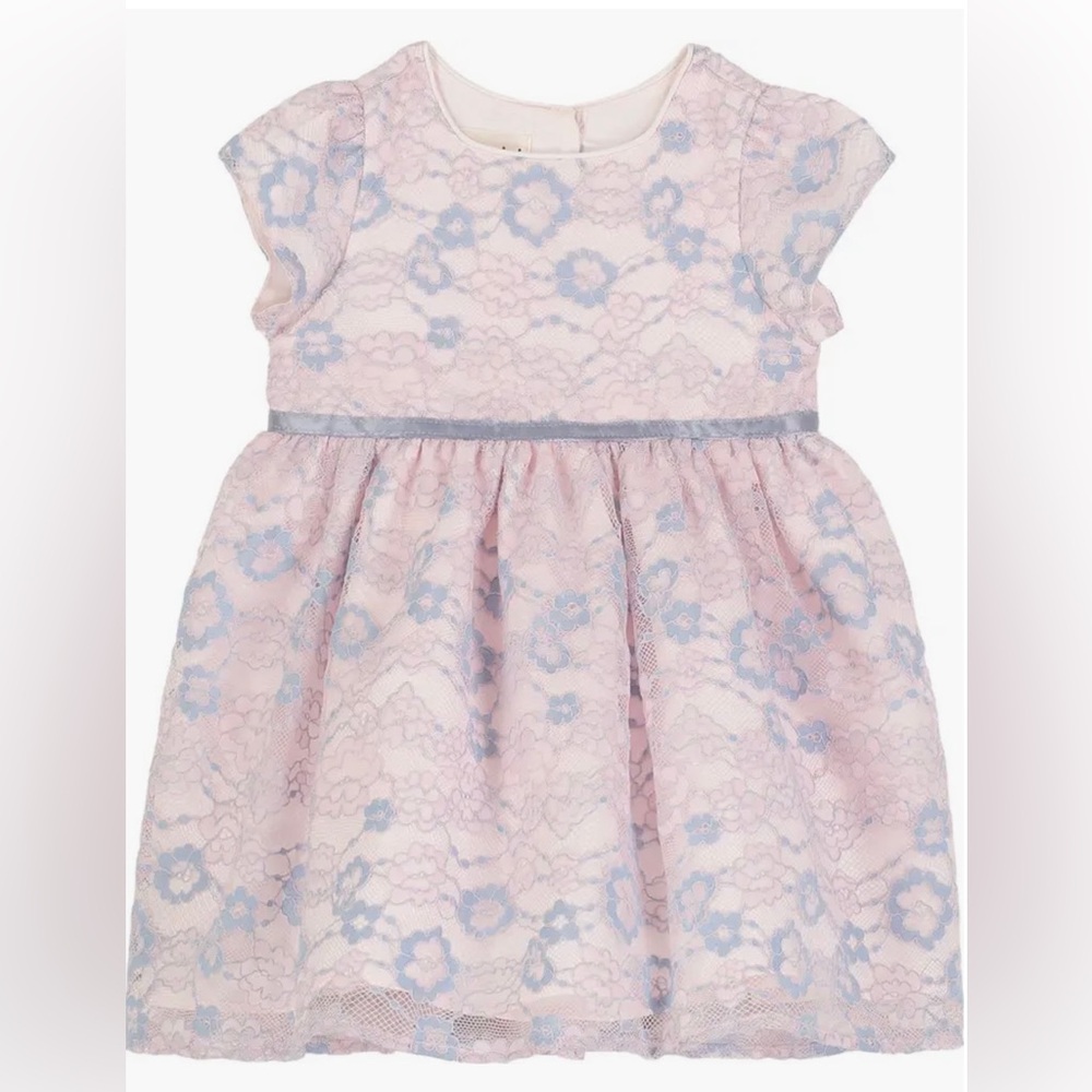 🛍️NWT Pastourelle 12 Months 2pc Girl Lace Dress - Pink/Blue